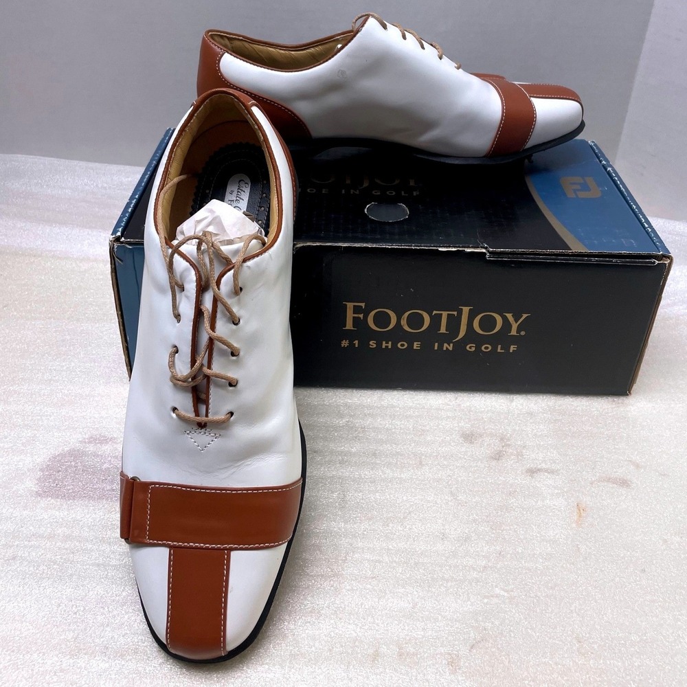 FootJoy Estate Collection Womens Golf Shoes White Tan Leather 99361 Size 10 M